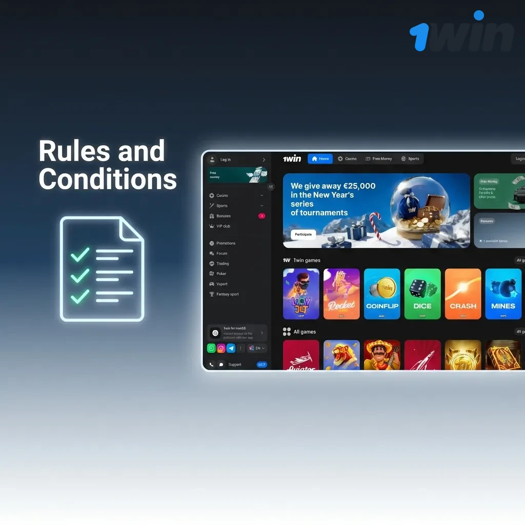 Casino rules overview showing age requirement, account limits, bonus terms, verification, and anti-fraud policies.